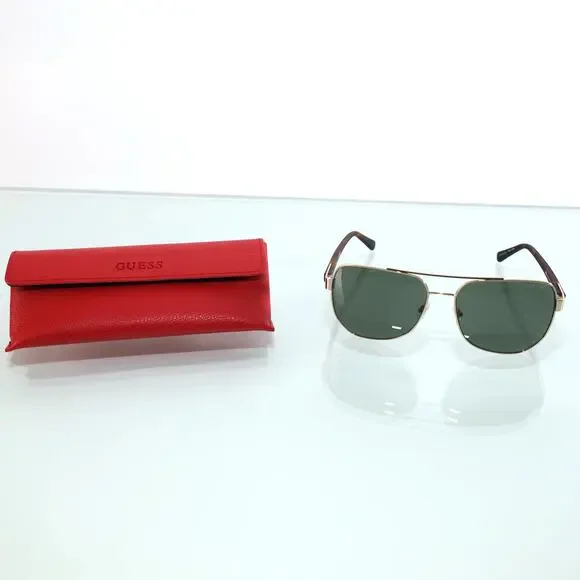 Guess Metal Pilot Aviator Mens Sunglasses - Gold/Green - NWT